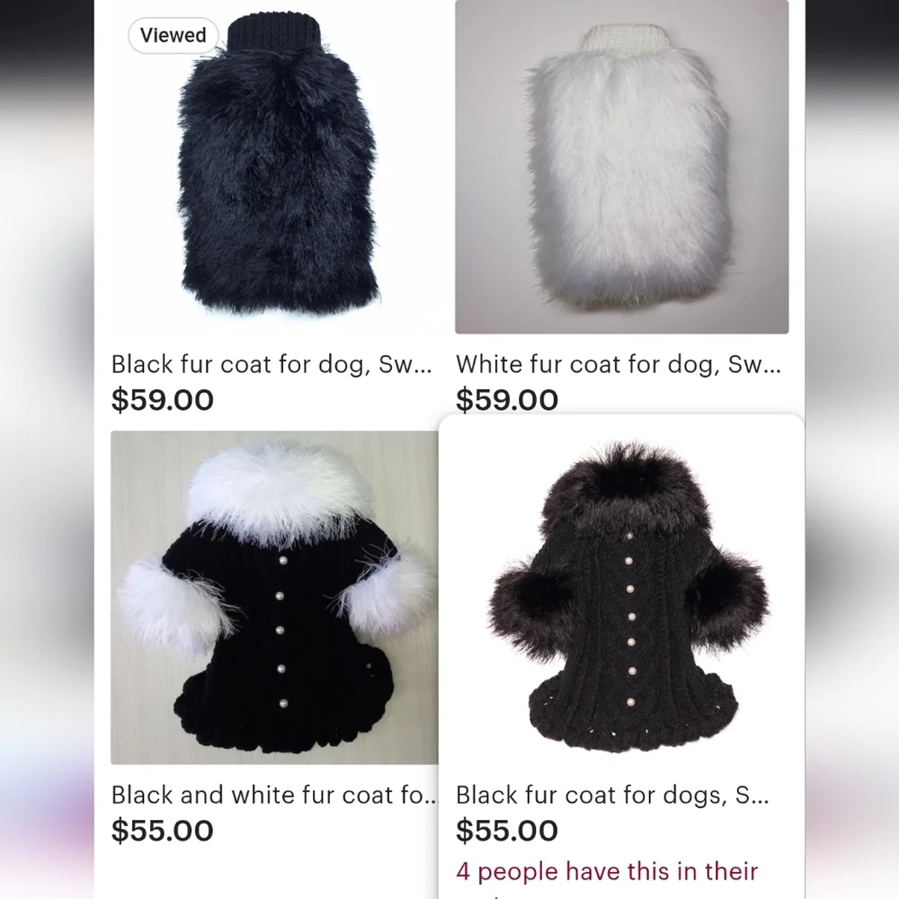 New Couture Warm Velcro Faux Fur Dog Coat Beautiful Button Accents Rare